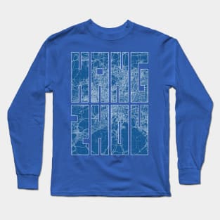 Hangzhou, China City Map Typography - Blueprint Long Sleeve T-Shirt